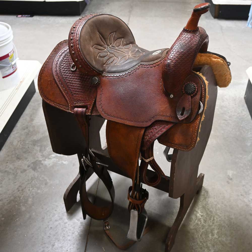 14" USED DOUBLE J LYNN MCKENZIE BARREL SADDLE Saddles DOUBLE J SADDLERY   