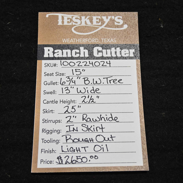 15" TESKEY'S PRO CUTTER RANCH CUTTER SADDLE Saddles - New Teskey's Saddlery