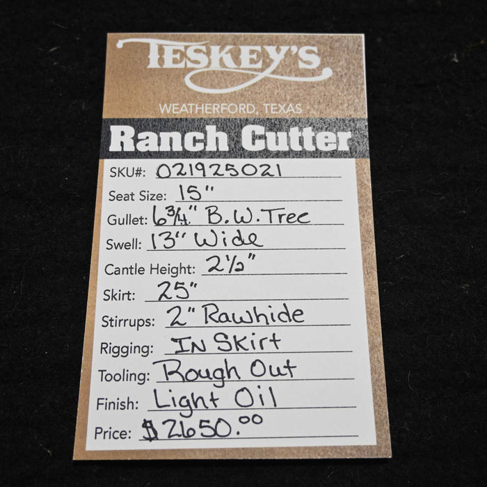 15" TESKEY'S PRO CUTTER RANCH CUTTER SADDLE Saddles - New Teskey's Saddlery