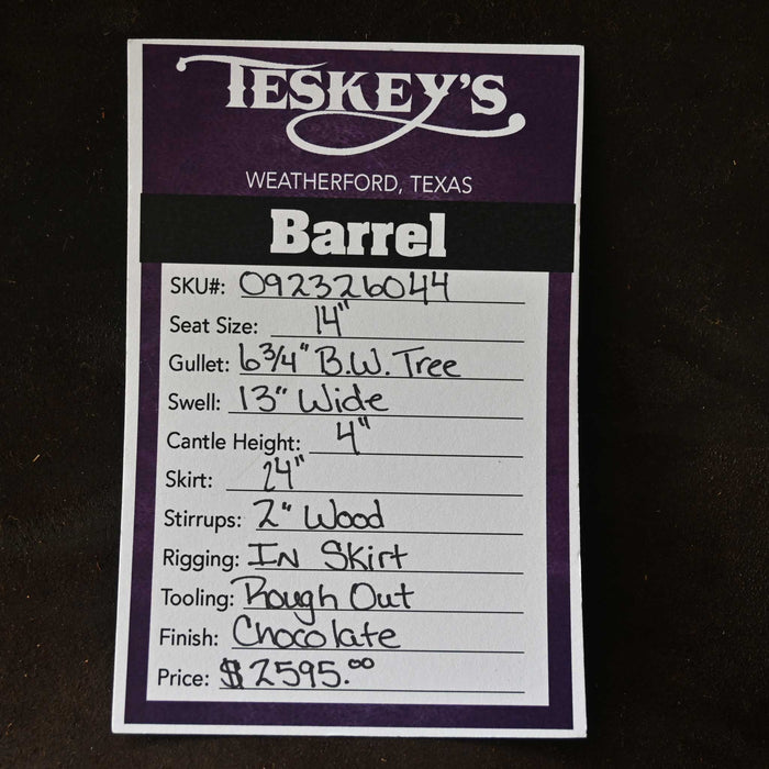 14" TESKEY'S BARREL SADDLE