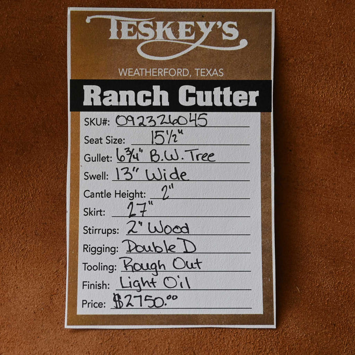 15.5" TESKEY'S PRO CUTTER RANCH CUTTER SADDLE