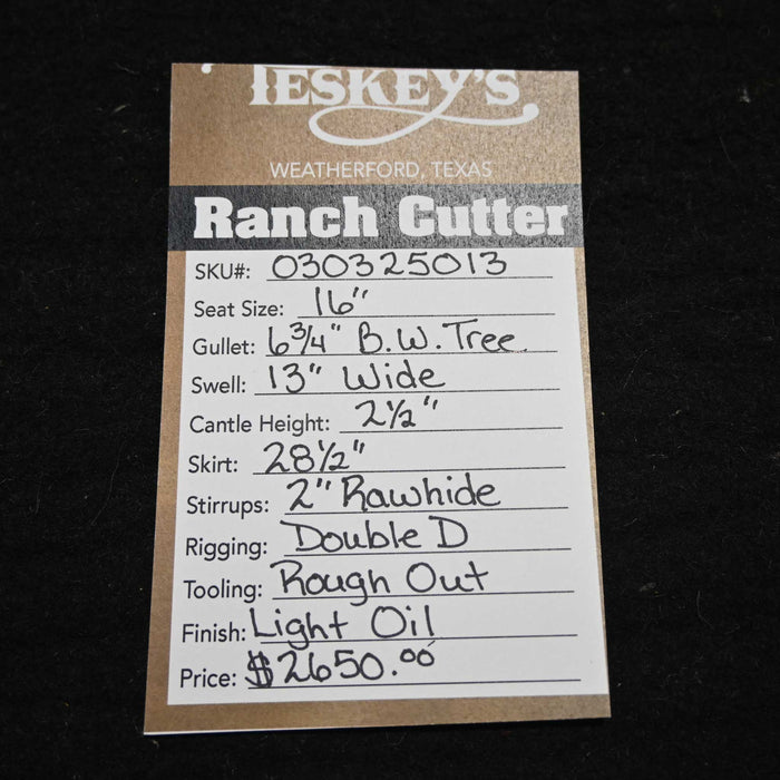 16" TESKEY'S PRO CUTTER RANCH CUTTER SADDLE Saddles - New Teskey's Saddlery