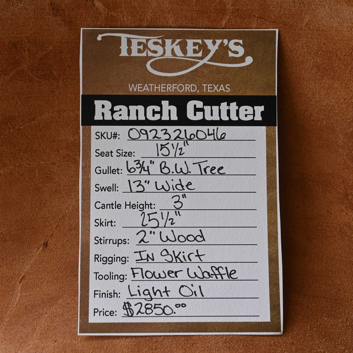 15.5" TESKEY'S PRO CUTTER RANCH CUTTER SADDLE