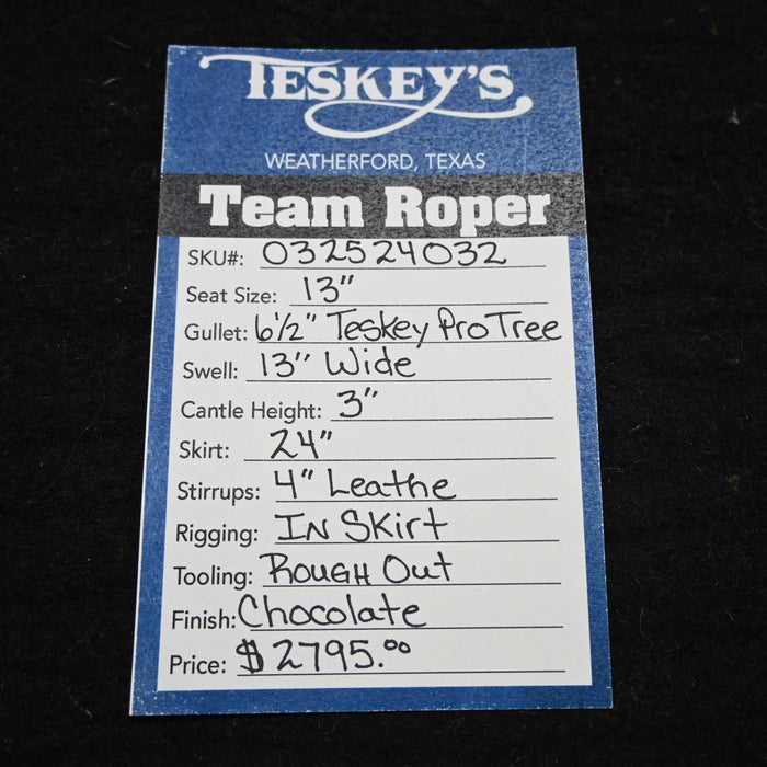 13" TESKEY'S LIGHTWEIGHT TEAM ROPING SADDLE Saddles - New Teskey's Saddlery