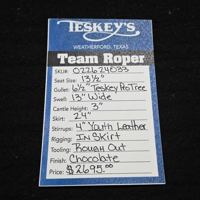 13.5" TESKEY'S YOUTH LIGHTWEIGHT TEAM ROPING SADDLE Saddles - New Teskey's Saddlery