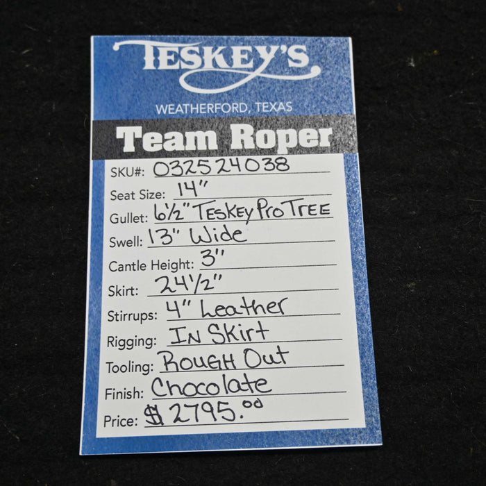 14" TESKEY'S LIGHTWEIGHT TEAM ROPING SADDLE Saddles - New Teskey's Saddlery