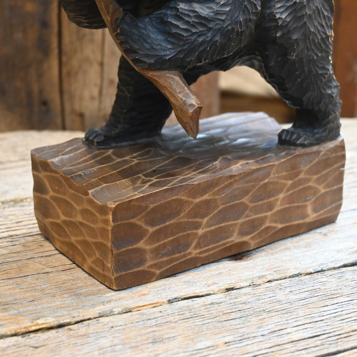 Vintage Wood Carved Bear & His Catch