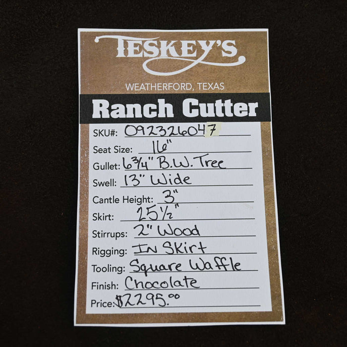 16" TESKEY'S RANCH CUTTER SADDLE