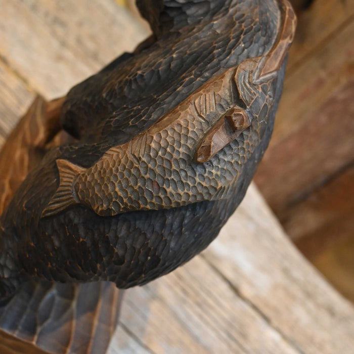 Vintage Wood Carved Bear & His Catch