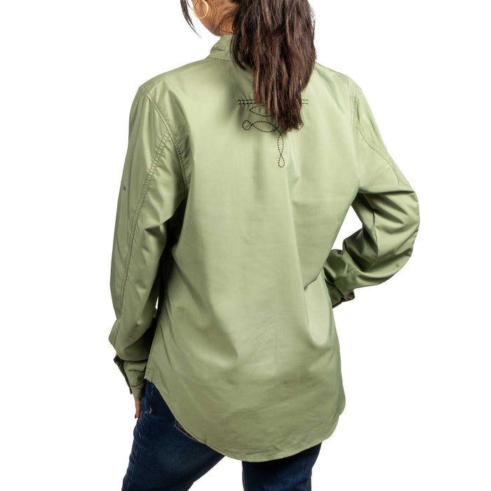 Cruel Denim Women's Green Pearl Snap Shirt
