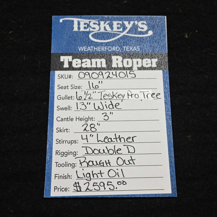 16" TESKEY'S TEAM ROPING SADDLE Saddles - New Teskey's Saddlery