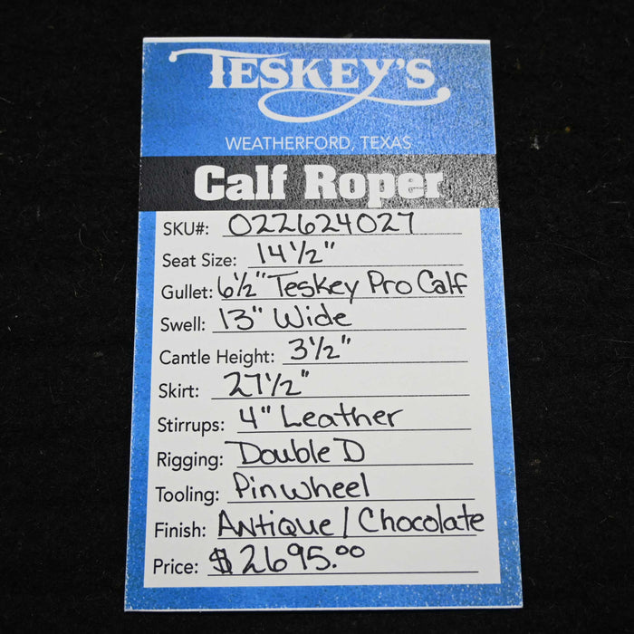 14.5" TESKEY'S CALF ROPING SADDLE Saddles - New Teskey's Saddlery