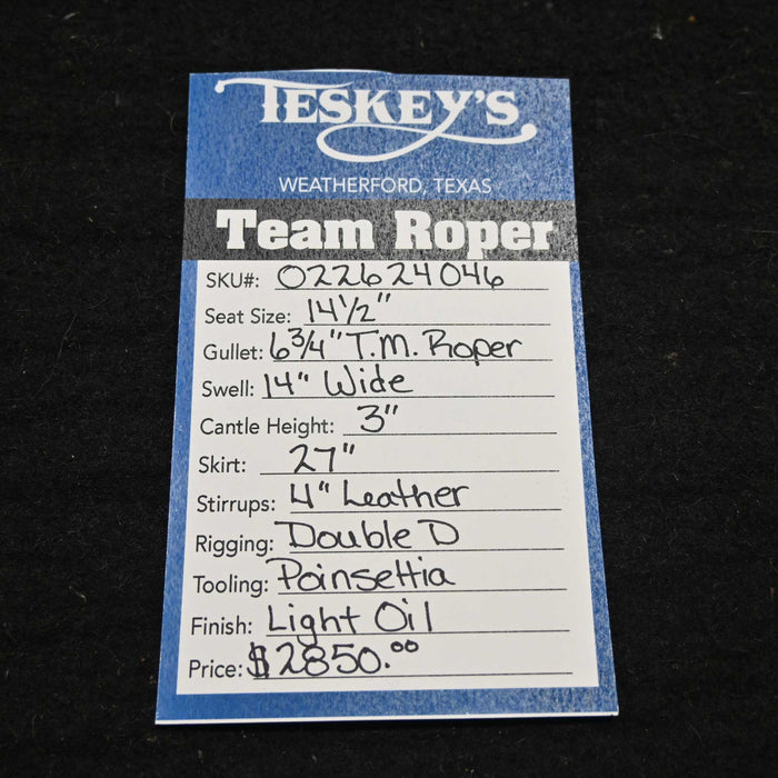 14.5" TESKEY'S PRO TEAM ROPING SADDLE Saddles - New Teskey's Saddlery