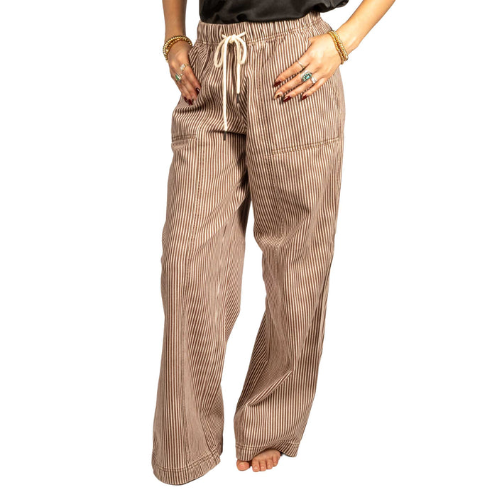 Flag & Anthem Women's Triana Wide Leg Brown Stripe Pant