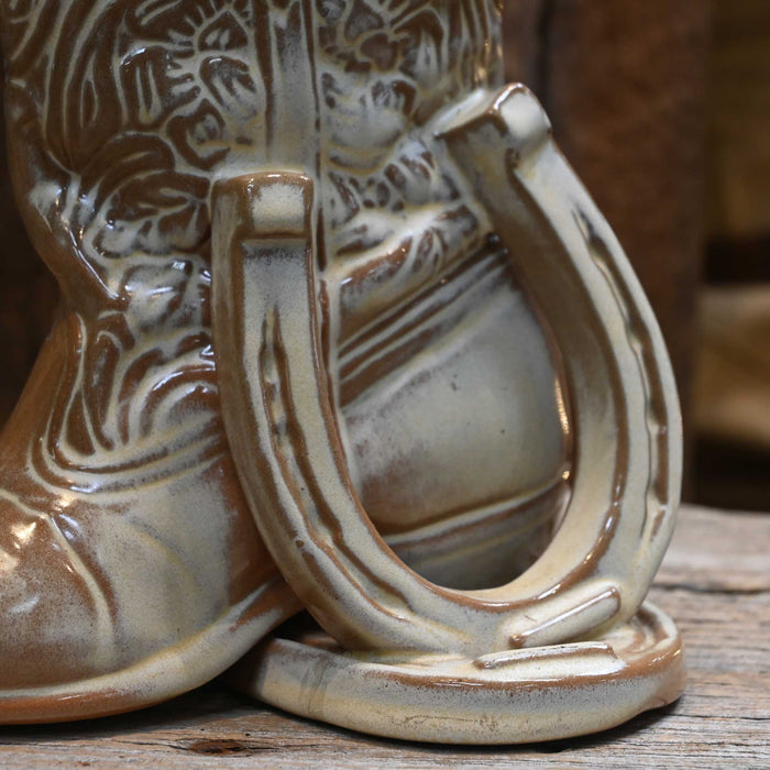 Vintage Frankoma Ceramic Boot Vase w/Horseshoe Collectibles Frankoma