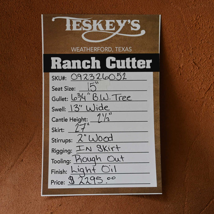 15" TESKEY'S RANCH CUTTER SADDLE