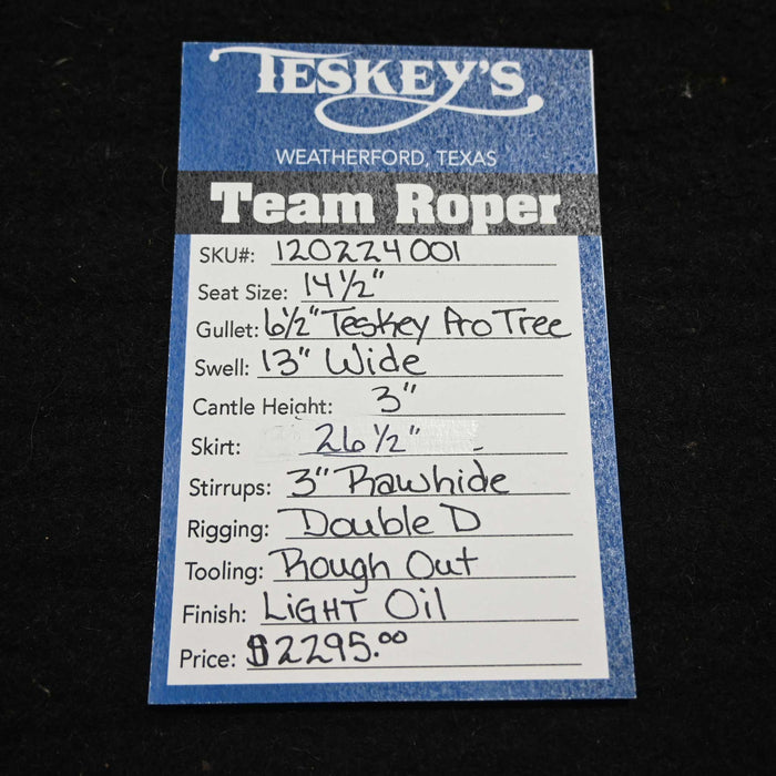 14.5" TESKEY'S TEAM ROPING SADDLE Saddles - New Teskey's Saddlery