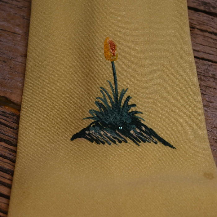 1950's Hand Painted Yellow Silk Tie