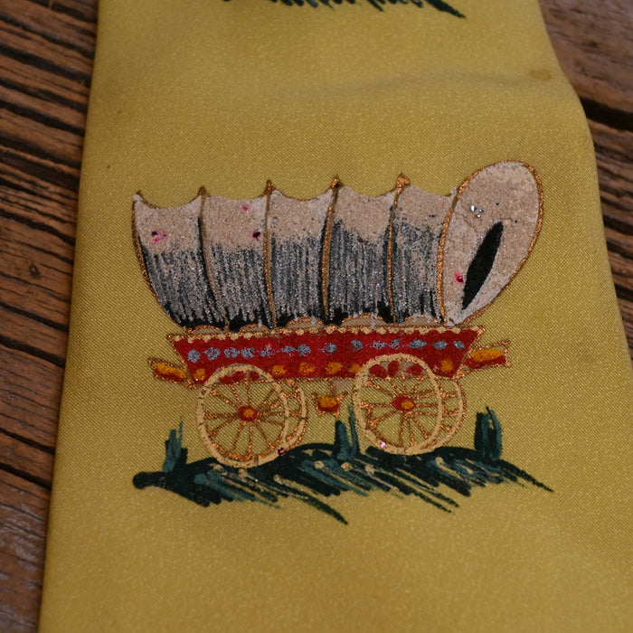 1950's Hand Painted Yellow Silk Tie