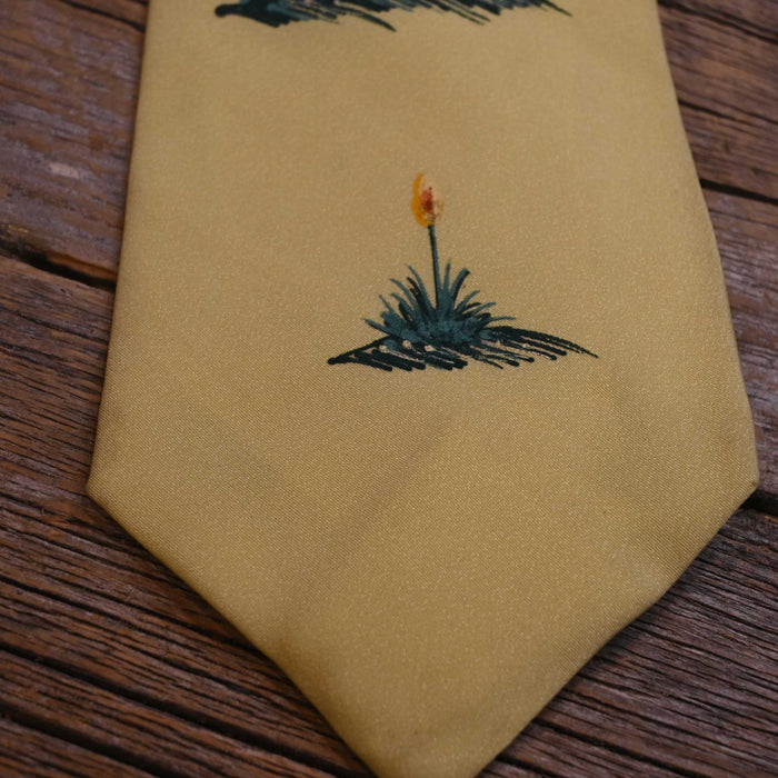 1950's Hand Painted Yellow Silk Tie