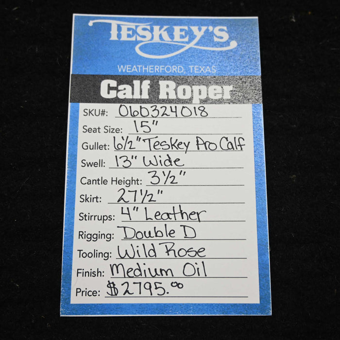 15" TESKEY'S CALF ROPING SADDLE Saddles - New Teskey's Saddlery