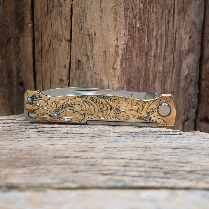 Kamphaus Brass Engraved Boker Pocket Knife