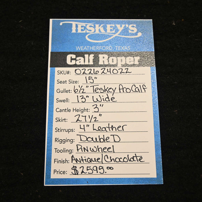 15" TESKEY'S CALF ROPING SADDLE Saddles - New Teskey's Saddlery