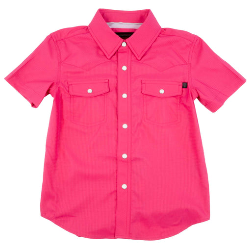 Rock & Roll Denim Boy's Tek Solid Hot Pink Pearl Snap Shirt KIDS - Boys - Clothing - Shirts - Short Sleeve Shirts Panhandle