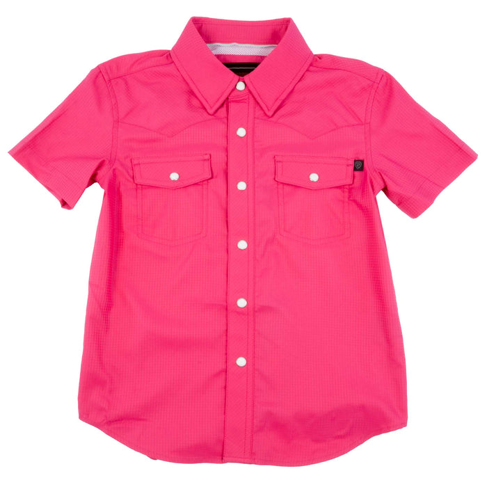 Rock & Roll Denim Boy's Tek Solid Hot Pink Pearl Snap Shirt KIDS - Boys - Clothing - Shirts - Short Sleeve Shirts Panhandle