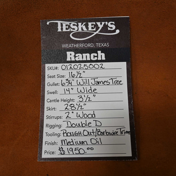 16.5" TESKEY'S RANCH SADDLE Saddles - New Teskey's Saddlery