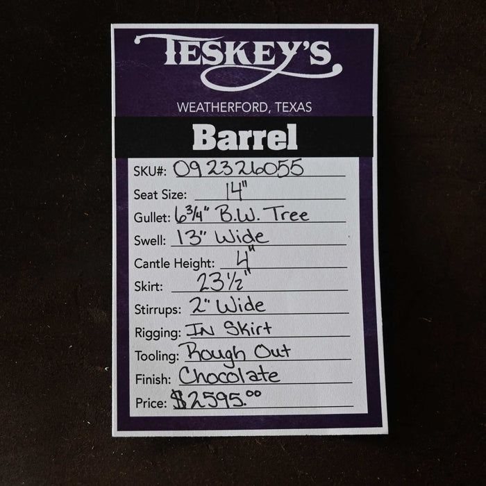 14" TESKEY'S BARREL SADDLE