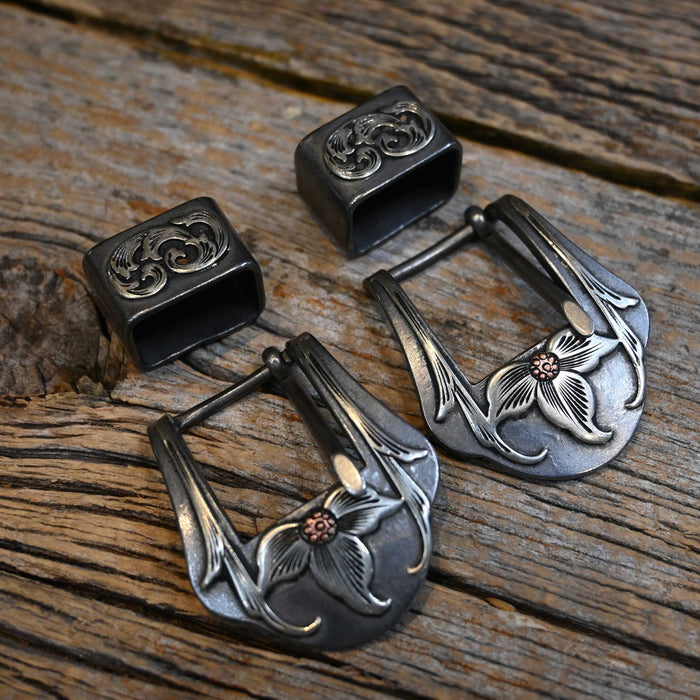 B. Anthony 3/4" 2pc. Silver Mounted Buckle Set