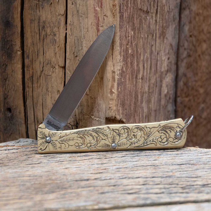 Kamphaus Brass Engraved Mercator Otter Pocket Knife