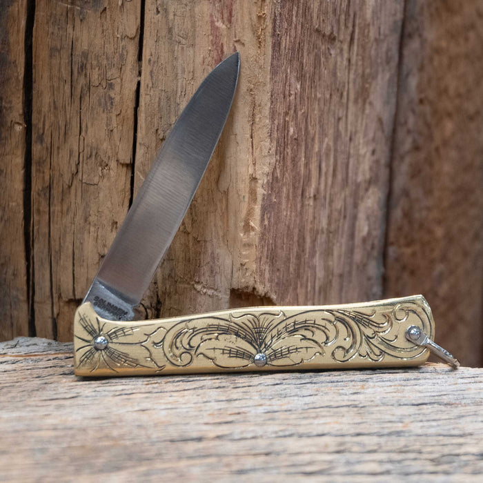 Kamphaus Brass Engraved Mercator Otter Pocket Knife