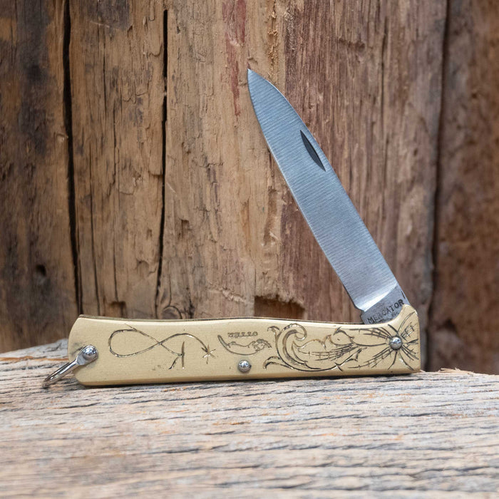 Kamphaus Brass Engraved Mercator Otter Pocket Knife