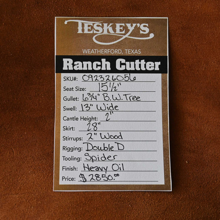 15.5" TESKEY'S PRO CUTTER RANCH CUTTER SADDLE