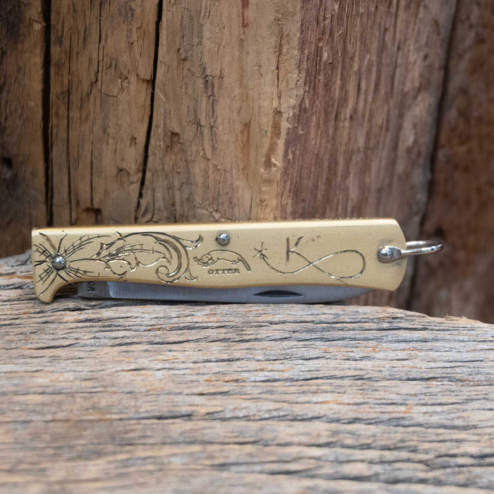 Kamphaus Brass Engraved Mercator Otter Pocket Knife