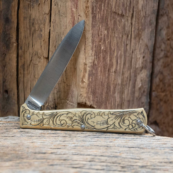 Kamphaus Brass Engraved Mercator Otter Pocket Knife