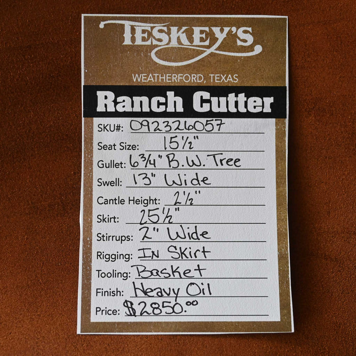 15.5" TESKEY'S PRO CUTTER RANCH CUTTER SADDLE