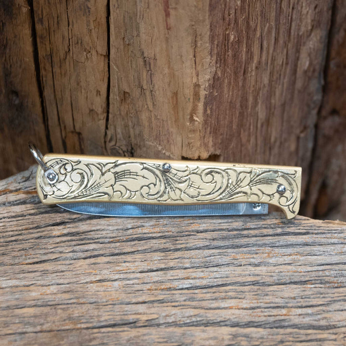 Kamphaus Brass Engraved Mercator Otter Pocket Knife