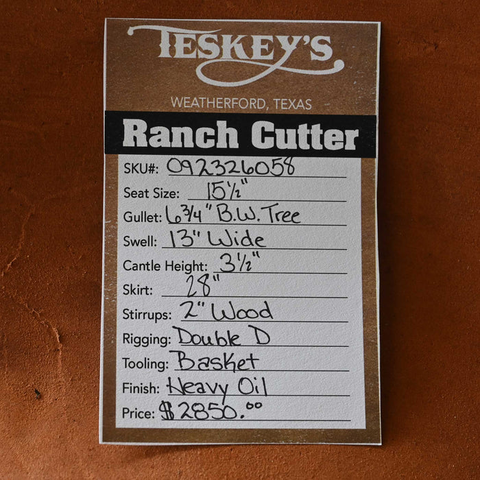 15.5" TESKEY'S PRO CUTTER RANCH CUTTER SADDLE