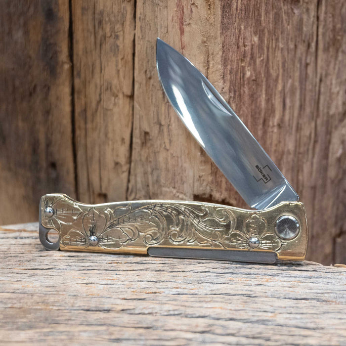 Kamphaus Brass Engraved Boker Pocket Knife