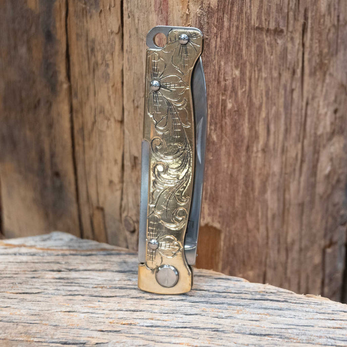 Kamphaus Brass Engraved Boker Pocket Knife