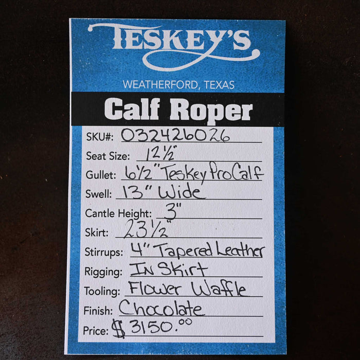 12.5" TESKEY'S CALF ROPING SADDLE Saddles - New Teskey's Saddlery