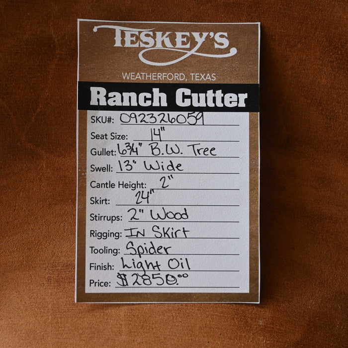 14" TESKEY'S PRO CUTTER RANCH CUTTER SADDLE