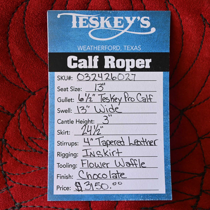 13" TESKEY'S CALF ROPING SADDLE Saddles - New Teskey's Saddlery