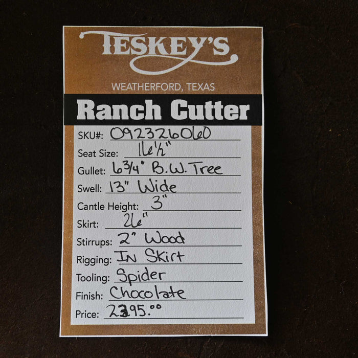 16.5" TESKEY'S PRO CUTTER RANCH CUTTER SADDLE