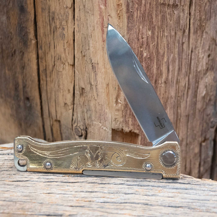 Kamphaus Brass Engraved Boker Pocket Knife