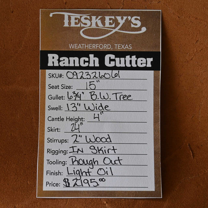 15" TESKEY'S RANCH CUTTER SADDLE