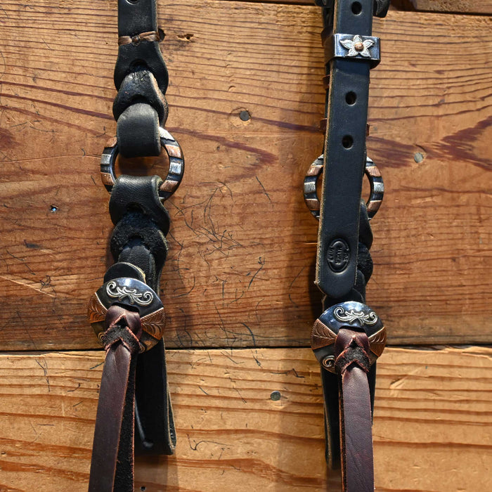 Joe Hipp Split Ear Black Leather Headstall